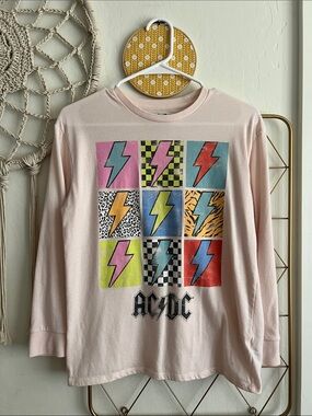 L (10/12) | AC/DC Pink Kids Long-Sleeve Graphic Tee